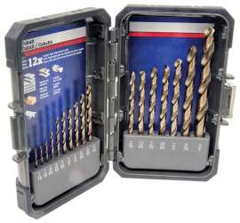 Vulcan Drill Bit Set, 1/16 - 3/8 In, 17 Pieces, 3-Flat Shank, M35 Steel With 5% Polyvinyl Butyral Cobalt