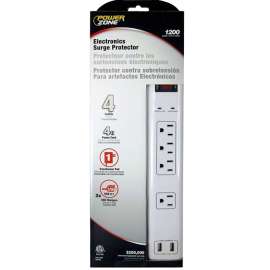PowerZone OR505104 Surge Protector, 125 V, 15 A