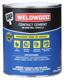 WELDWOOD 25312 Contact Cement, Gel, Strong Solvent, Tan, 1 qt Can