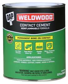 WELDWOOD 25332 Contact Cement, Liquid, Slight, White, 1 qt Can