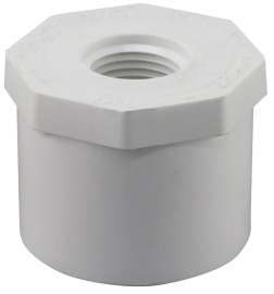 GENOVA 300 Series 34255 Pipe Reducing Bushing, 1-1/2 in Spigot x 1/2 in FIP, White