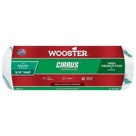 WOOSTER CIRRUS R195-9 Roller Cover, 3/4 in Thick Nap, 9 in L, Polyamide Yarn Fabric Cover, White