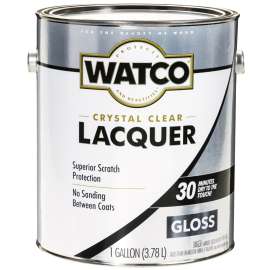 WATCO 63031 Lacquer Clear Wood Finish, Gloss, Liquid, Clear, 1 gal, Can
