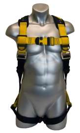 GUARDIAN FALL PROTECTION 3 Series 37101 Full Body Harness, M/L, 130 to 420 lb, Polyester Webbing, Black/Yellow