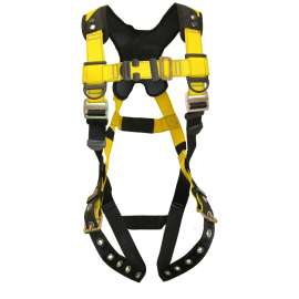 GUARDIAN FALL PROTECTION 3 Series 37106 Full Body Harness, XL/2XL, 130 to 420 lb, Polyester Webbing, Black/Yellow