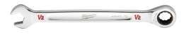 Milwaukee 45-96-9216 Ratcheting Combination Wrench, SAE, 1/2 in Head, 7.34 in L, 12-Point, Steel, Chrome