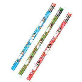 Decorated Pencils, Holiday Snowmen Asst., 12/pkg