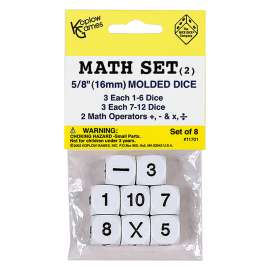Whole Number Dice Set, 8/pkg