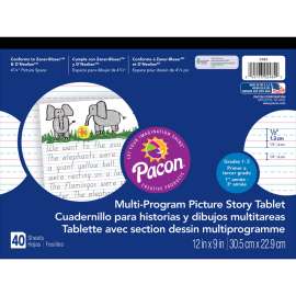 Multi-Program Handwriting Tablet, D'Nealian/Zaner-Bloser, 1/2" x 1/4" x 1/4" Ruled & 4-1/4" Picture Story Space, 12" x 9", 40 Sheets