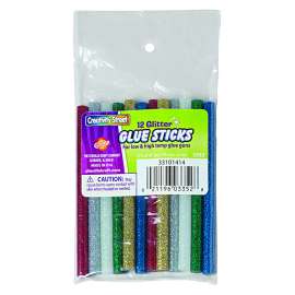 Hot Glue Sticks, 6 Assorted Glitter Colors, 4" x 0.31", 12 Pieces