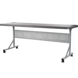 NPS - BPFT Series Charcoal Slate Plastic 72"L x 24"D Flip-N-Store Training Table with Steel Frame