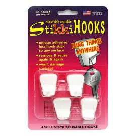 StikkiHOOKS, White, 4/pkg