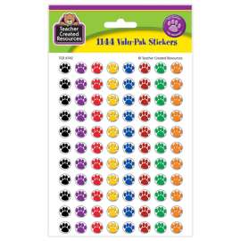 Colorful Paw Prints Mini Stickers Valu-Pak, 144 stickers