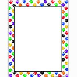 Colorful Paw Prints Computer Paper