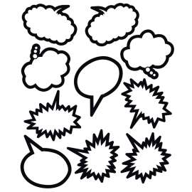 Superhero Black & White Speech/Thought Bubbles Accents