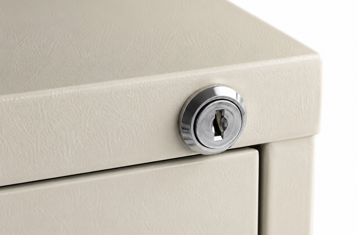 Removable core lock on HON steel file cabinet