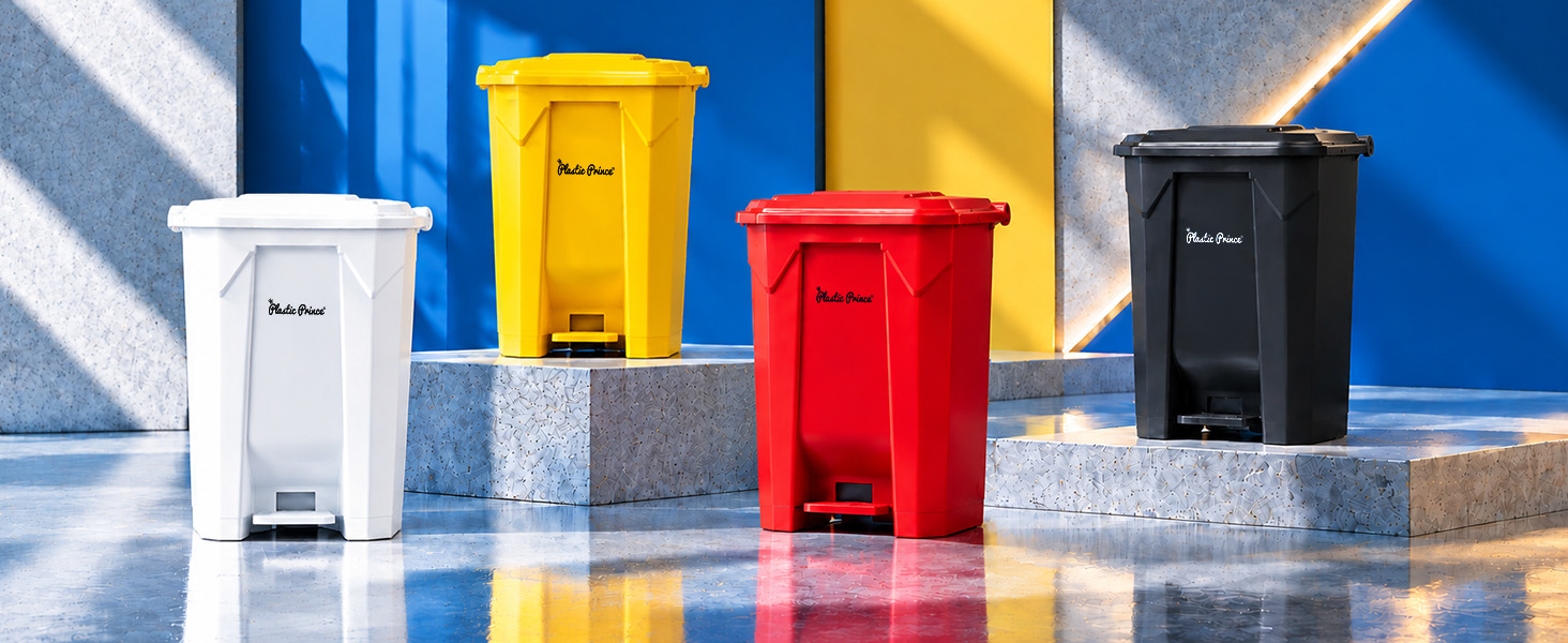 14 gallon indoor and outdoor hands-free step trash cans
