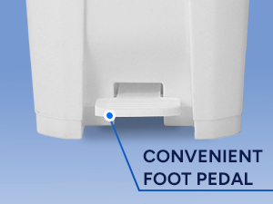 22 Gallon White Trash Can Hands-Free Foot Pedal