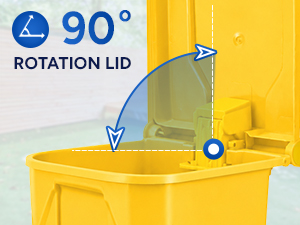 22 Gallon Yellow Trash Can 90 Degree Lid Rotation