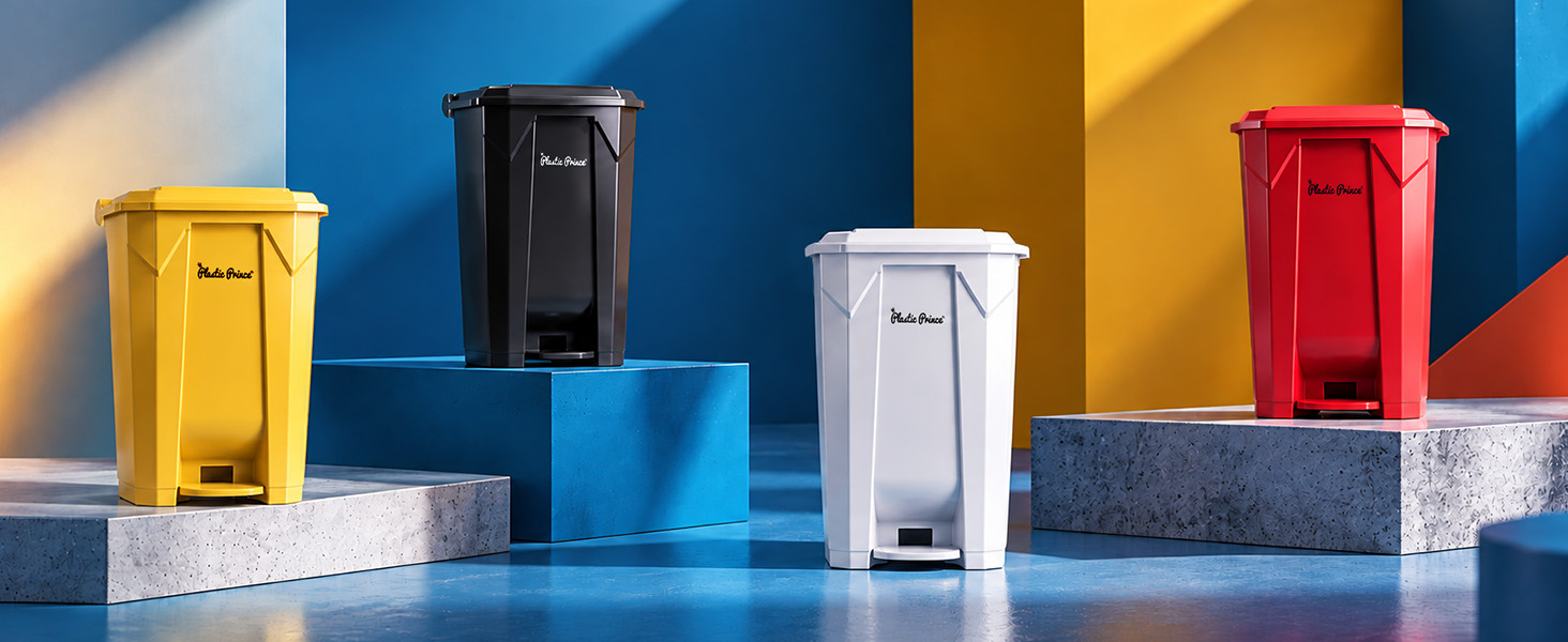 22 Gallon Yellow Hands-Free Step Trash Can
