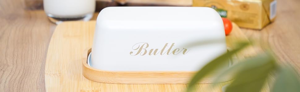 Plexon butter dish with bamboo tray