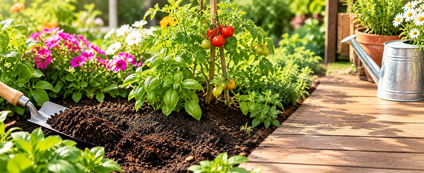 Finished compost used to feed garden plants