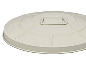 Reinforced Metal Lid on Off-White Powder-Coated Steel Trash Can