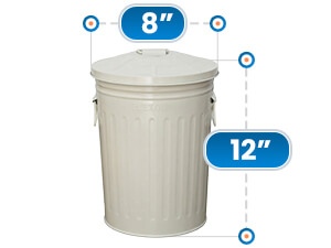 Large Storage Capacity 8 in Diameter x 12 in Height Off-White Powder-Coated Steel Trash Can