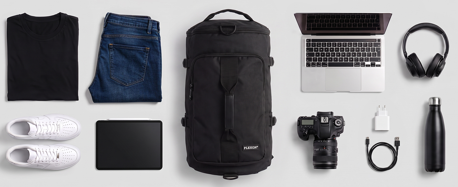 Plexon black duffle backpack