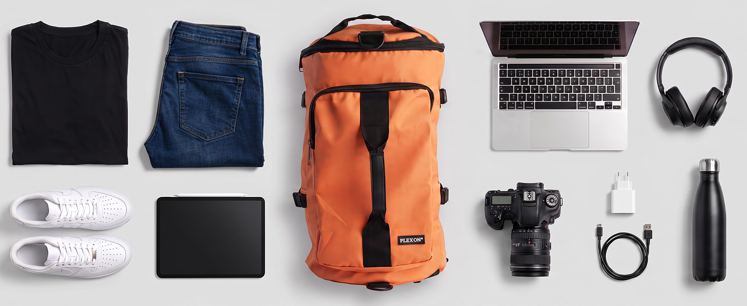 Plexon orange duffle backpack
