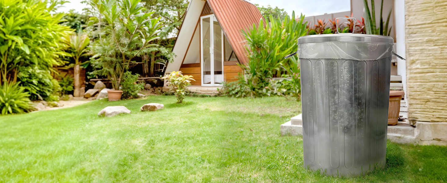 Galvanized 20 gallon outdoor metal trash can with lid