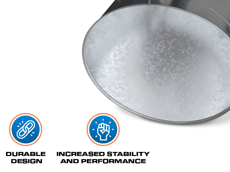 Close-up of galvanized steel trash can reinforced base