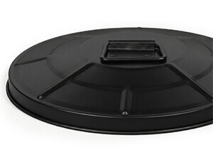 Reinforced Metal Lid on Black Powder-Coated Steel Trash Can