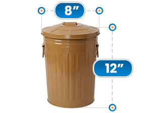 Large Storage Capacity 8 in Diameter x 12 in Height Copper Powder-Coated Steel Trash Can
