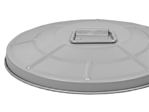 Reinforced Metal Lid on Gray Powder-Coated Steel Trash Can