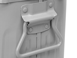 Heavy-Duty Side Handles on Gray Powder-Coated Steel Trash Can