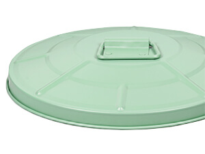 Reinforced Metal Lid on Green Powder-Coated Steel Trash Can