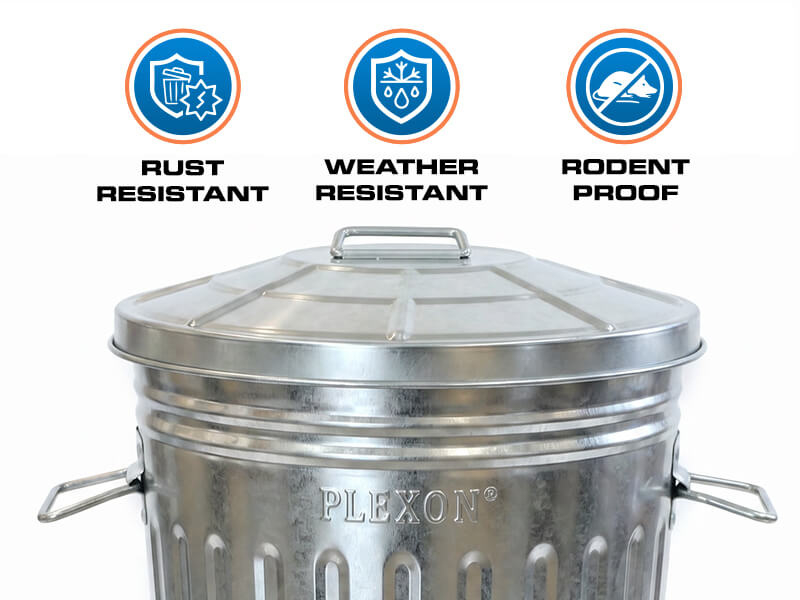 Plexon 2 Gallon Silver Powder-Coated Metal Trash Can with Lid