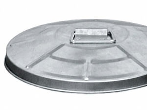 Reinforced Metal Lid on Silver Powder-Coated Steel Trash Can