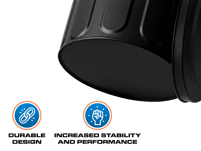 Close-up of Black Galvanized Steel Trash Can Showing Durable Design and Stability