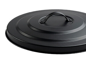 Reinforced Metal Lid on Black Galvanized Steel Trash Can