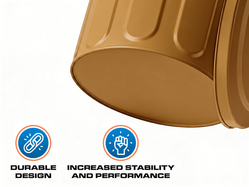 Close-up of Copper Galvanized Steel Trash Can Showing Durable Design and Stability