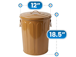 Copper Galvanized Steel Trash Can - Large Storage Capacity, 12 in Diameter x 18.5 in Height