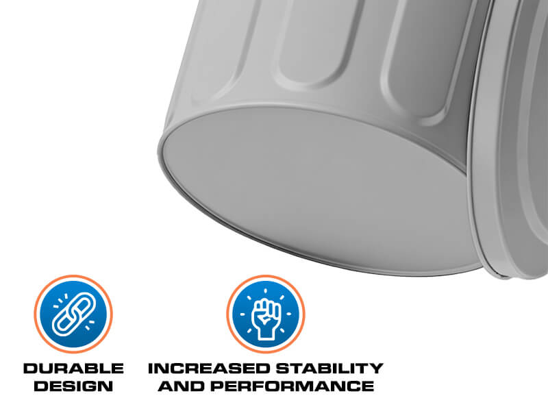 Close-up of Gray Galvanized Steel Trash Can Showing Durable Design and Stability