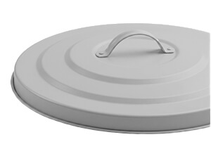Reinforced Metal Lid on Gray Galvanized Steel Trash Can