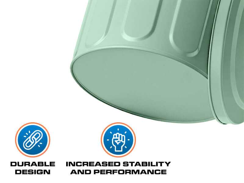 Close-up of Green Galvanized Steel Trash Can Showing Durable Design and Stability
