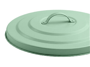 Reinforced Metal Lid on Green Galvanized Steel Trash Can