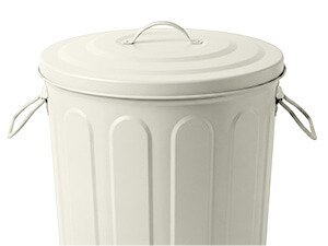 Durable Off-White Galvanized Steel Trash Can