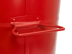 Heavy-Duty Side Handles on Red Galvanized Steel Trash Can