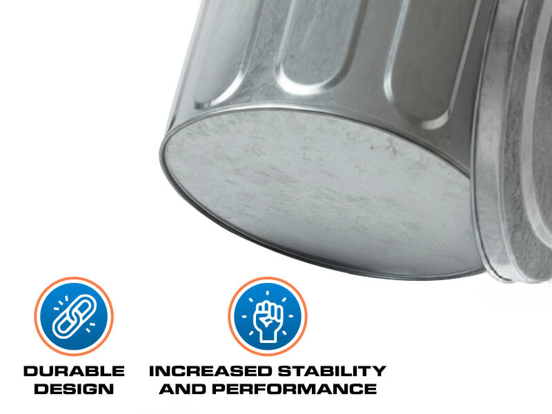 Close-up of Silver Galvanized Steel Trash Can Showing Durable Design and Stability